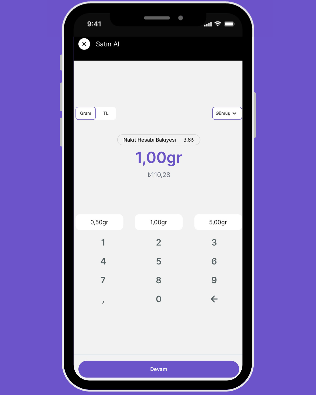 Tutar Seçim Ekranı