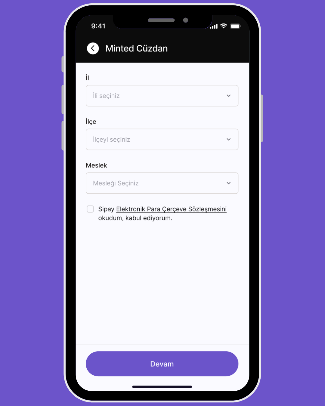 Cüzdan Oluşturma Ekranı