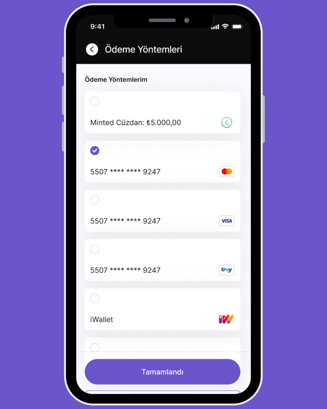 Ödeme Yöntemi Seçim Ekranı